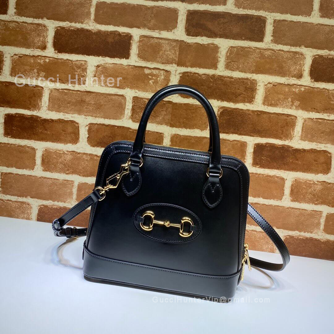 Gucci Horsebit 1955 Small Leather Top Handle Bag Black 621220